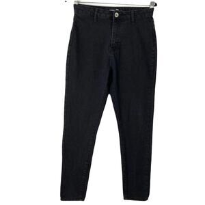 nwot BOOHOO Jeans Women US 6 High-Rise:13”,Black,Tapered,Stretchy,Zip,Pocket